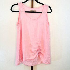 FLAX 100% Linen Ruched Tank Top Blouse Petal Pink SZ "P" US 4-6